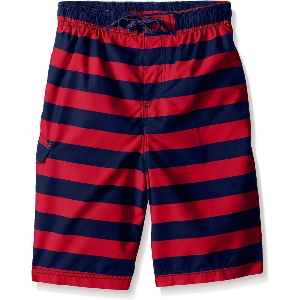 Kanu Surf Boys' Specter Quick Dry UPF 50+ Beach Swim Trunk, Troy Navy/Red 3T